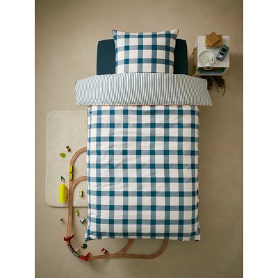 Parure housse de couette + taie d'oreiller enfant CARREAUX VERTBAUDET