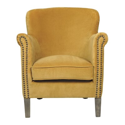 Fauteuil en velours et pin BLANC D’IVOIRE