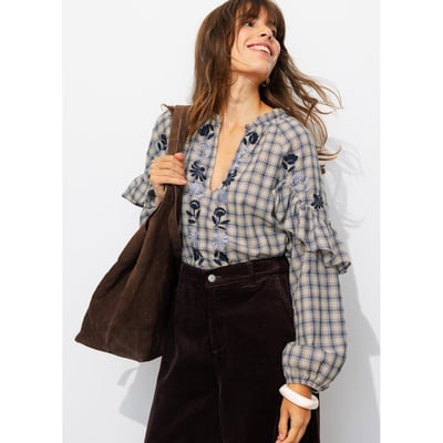 Blouse brodée à volants PROMOD
