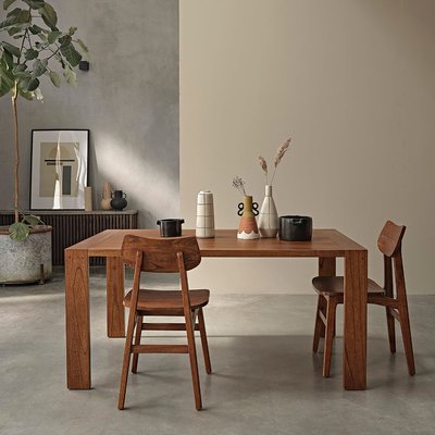 Table en mindi massif finition noyer 6 pers.  MILO BERAH GETAH