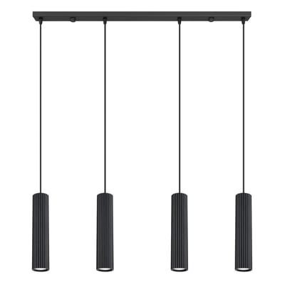 Suspension Aluminium Noir GU10 4 Karbon EDEN