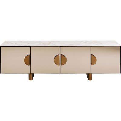 Meuble TV en verre miroir et grès, LUNAR KARE DESIGN