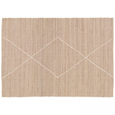 Tapis ESHA en jute naturel et motif laine, tissé main, ESHA OVIALA