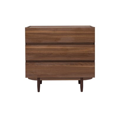 Commode finition bois foncé noyer 3 tiroirs L80 cm SANAA MILIBOO