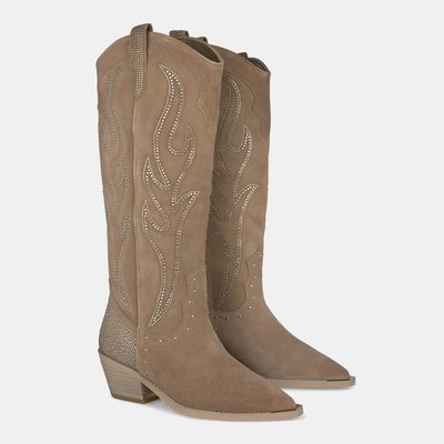 Bottines cowboy en cuir avec détails strass ALMA EN PENA