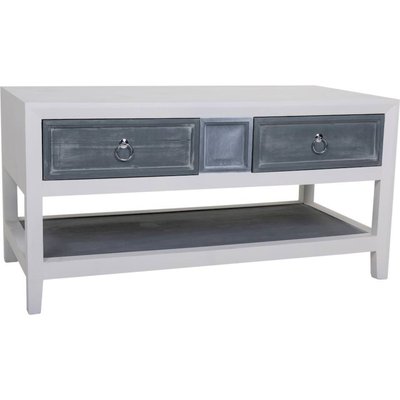 Table basse bois  et  avec tiroirs et étagère RECOLLECTION