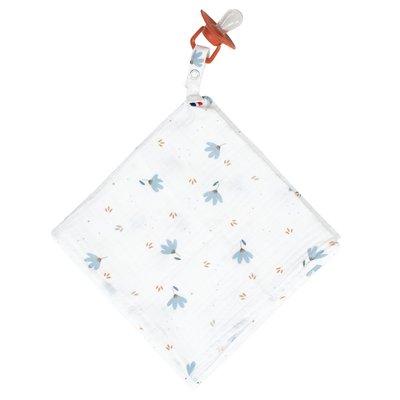 Doudou lange attache tétine en gaze de coton BLEUET SEVIRA KIDS