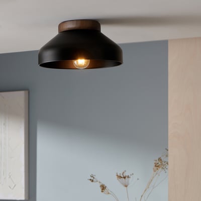 MADE.COM Albert Flush Ceiling Light in Dark Wood MADE