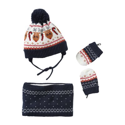Coffret de Noël "Renne"  ensemble bonnet + snood + moufles VERTBAUDET