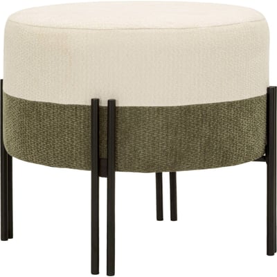 Pouf rond rembourrée piètement graphique MODERN RECOLLECTION