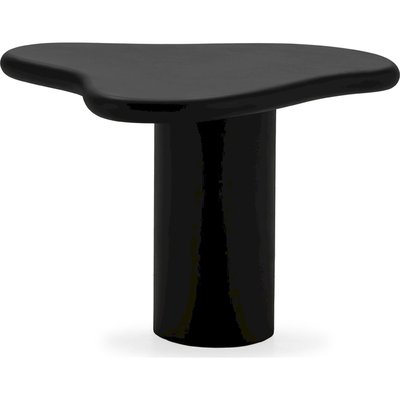 Table d'appoint noire design en pierre et résine effet laqué RECOLLECTION