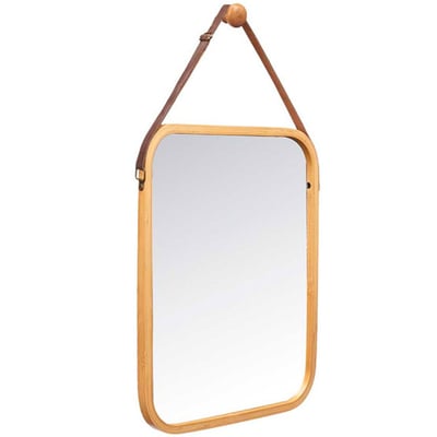 Miroir suspendu bambou + crochet mural 41x33cm WADIGA