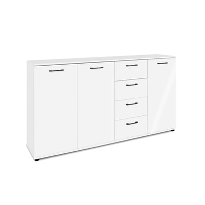Buffet étroit blanc 3 portes 4 tiroirs ALVA PIER IMPORT