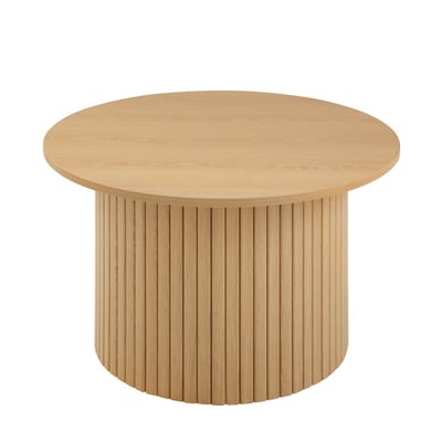 Table basse ronde avec pied à lattes décor bois  - ELIE CALICOSY