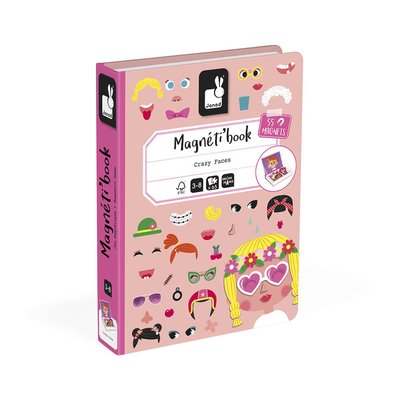 Magnéti'book Crazy Faces Fille, 55 Magnets JANOD
