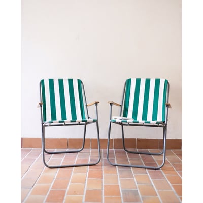 Paire de chaises rayées Alma N°1895 - Bon état DEBONGOUT