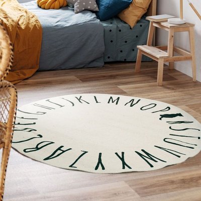 Tapis enfant coton imprimé alphabet et chat THE DECO FACTORY