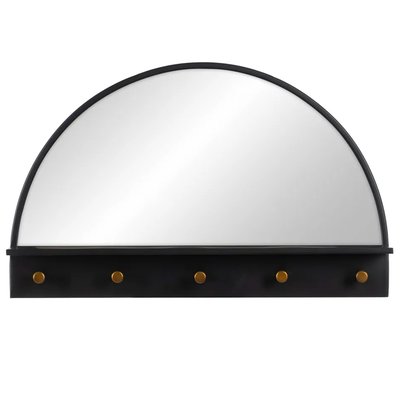 Portemanteau mural 5 accroches avec miroir et étagère 69x11.5x43cm WADIGA