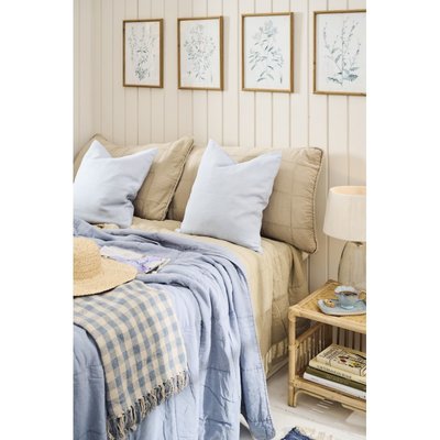 Plaid coton rayé naturel franges IB LAURSEN