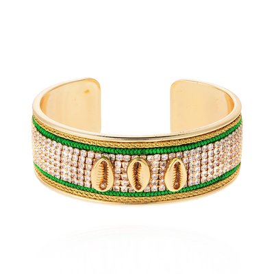 Bracelet jonc ajustable avec coquillages et strass DIADEMA HIPANEMA