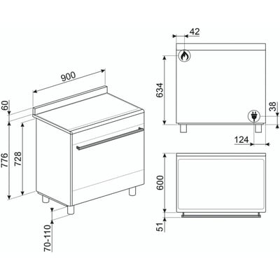 Piano de cuisson gaz SX91GM SMEG