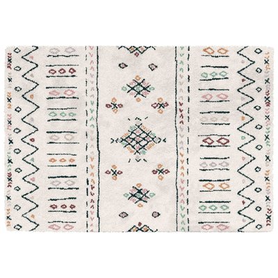 Tapis rectangulaire en polypropylène motif ethnique à poils longs, KASAÏ OVIALA