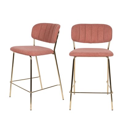 Lot de 2 tabourets de bar en tissu avec pieds dorés H65cm- JOLIEN DRAWER