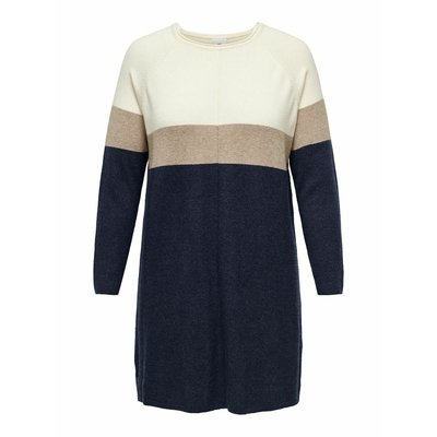 Striped Jumper Dress with Crew Neck ONLY CARMAKOMA