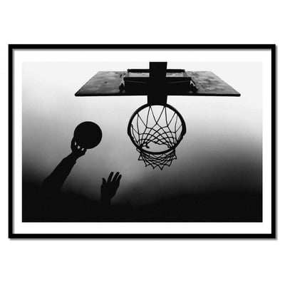 Affiche d’art et cadre noir 30 x 40 cm - Basketball - Paulo Medeiros WALL EDITIONS