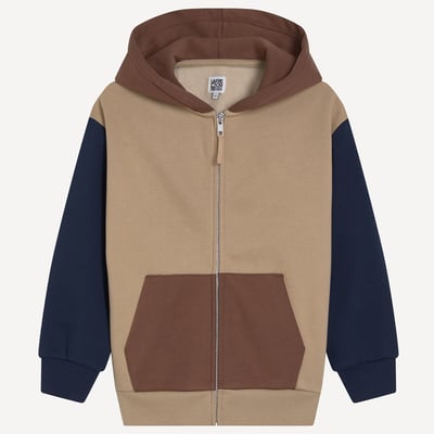 Толстовка на молнии с капюшоном, в стиле колор-блок, из мольтона LA REDOUTE COLLECTIONS