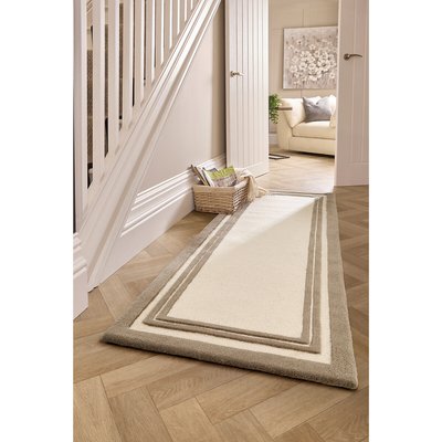 Monochrome Double Border Runner Rug in 100% Wool SO'HOME