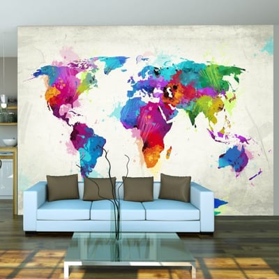 Papier peint intissé panoramique Carte du monde The map of happiness EDEN
