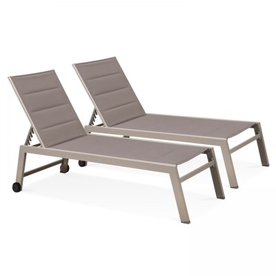 Lot de 2 bains de soleil en aluminium et textilène NOUMEA OVIALA