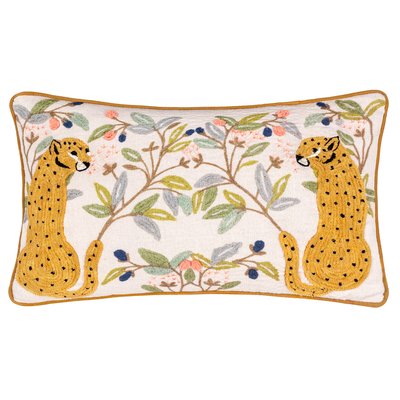 Mirrored Cheetah Embroidered Cotton Cushion WYLDER