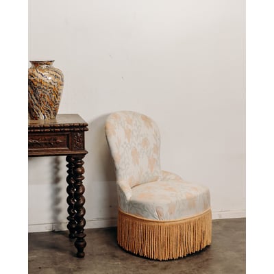 Fauteuil crapaud en jacquard fleuri Ernest N°1609 - Bon état DEBONGOUT