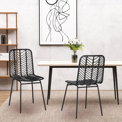 Lot de 2 chaises de jardin style colonial résine aspect rotin HOMCOM