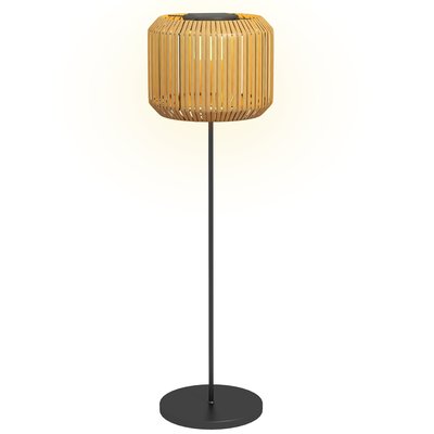 Lampadaire solaire LED style exotique H. 130 cm résine effet rotin OUTSUNNY