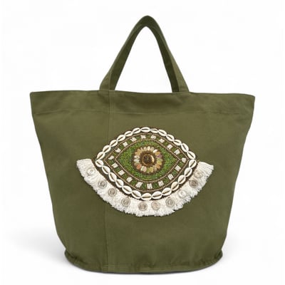 Grand sac en coton, et perles I SEA YOU OH MY BAG