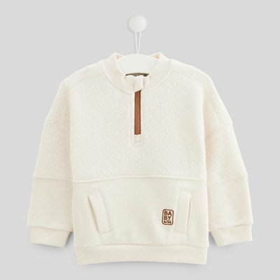 Sweat col zippé uni contenant du coton BOUT'CHOU