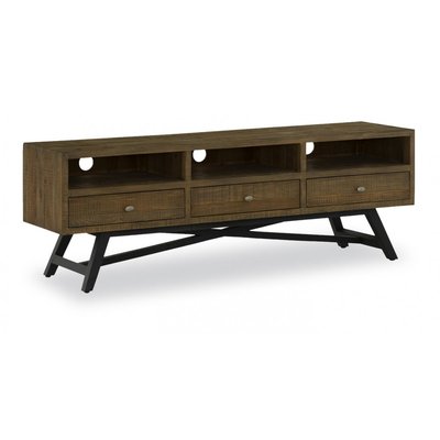 Meuble TV 3 Tiroirs Bois Marron 180x43.5x60cm DECORATION D’AUTREFOIS