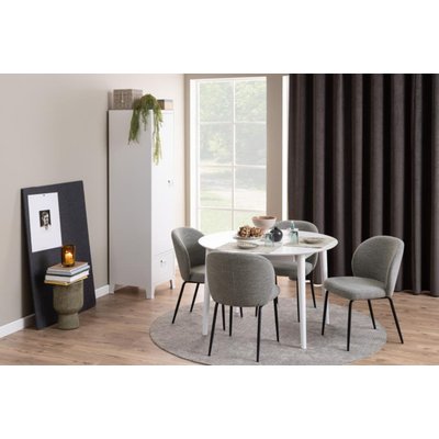 Chaise scandinave bouclette et pieds en métal noir (lot de 2) - PAMELA HELLIN, DEPUIS 1862