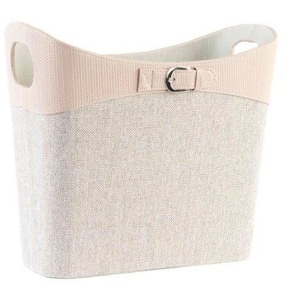 Porte-revues à poser en similicuir et lin beige WADIGA