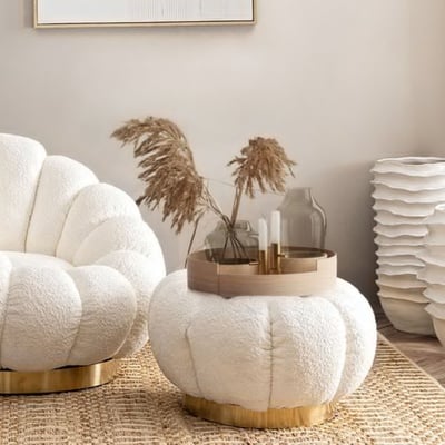 Pouf en tissu bouclé en forme de fleur D65 - JUST HELLIN, DEPUIS 1862