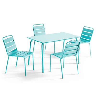 Salon de jardin table et 4 chaises en métal, PALAVAS OVIALA