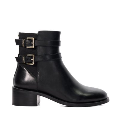 Bottines à talons carrés et double boucle en cuir - PATTER DUNE LONDON