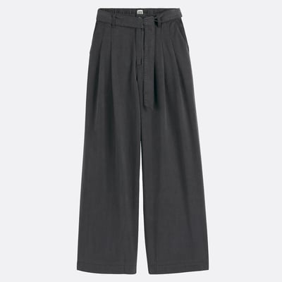 Pantalón de talle alto y pernera ancha con cinturón de anudar LA REDOUTE COLLECTIONS