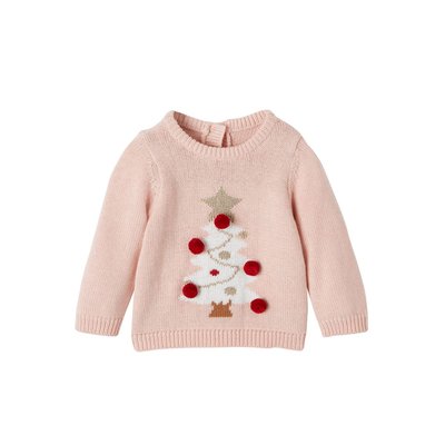 Pull de Noël sapin et pompons VERTBAUDET