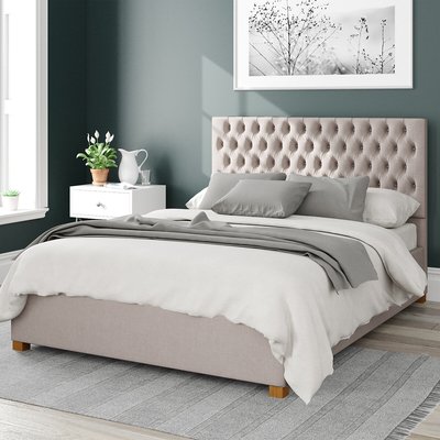 Monroe Linen Storage Ottoman Bed with Chesterfield Upholstered Headboard ASPIRE