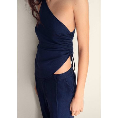 Top effet denim avec fronces latérales MANGO