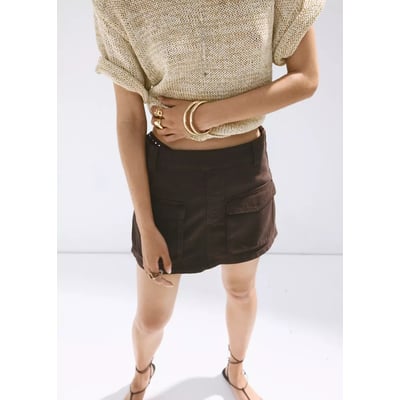 Jupe-short en denim cargo MANGO